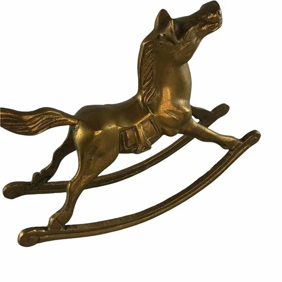Vintage Solid Brass Rocking Horse Figurine 7.25" x 5.5" - Picture 5 of 11